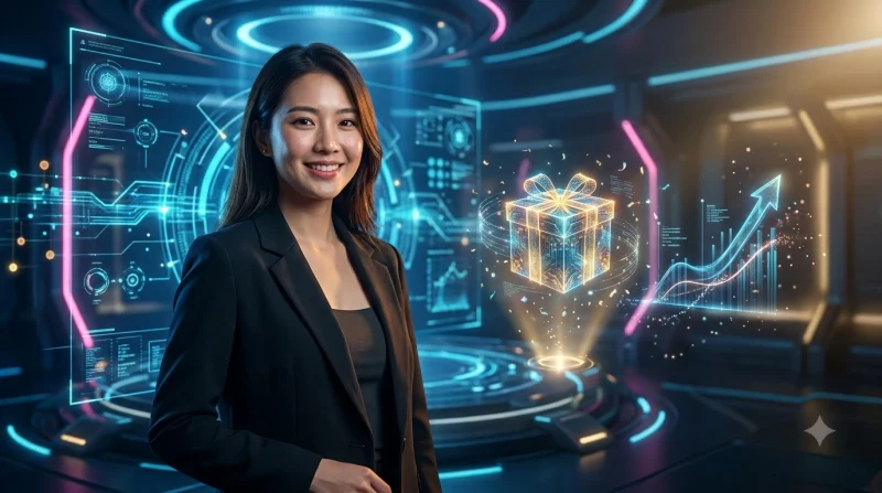 Minh họa gói quà tặng trải nghiệm chào mừng người dùng mới trên nền tảng kỹ thuật số